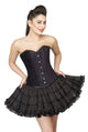 Black Velvet Overbust Plus Size Corset Waist Training With Cotton Silk Tutu Skirt - CorsetsNmore