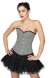 Black White Check Polyester Overbust Plus Size Corset Satin Net Tutu Skirt