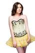 Yellow Satin Black Sequins Corset For Halloween Overbust Top