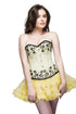 Yellow Satin Black Sequins Plus Size Overbust Corset With  Poly Tissue Tutu Skirt