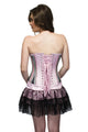 Plus Size Pink Satin Handmade Sequins Overbust Corset With Black Net Tutu Skirt - CorsetsNmore