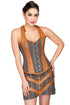 Cotton & Leather Straps Corset Overbust Top