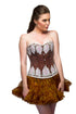 Brown Satin White Sequins Waist Cincher Overbust Corset Top