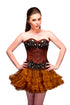 Brown Satin Black Sequins Waist Cincher Overbust Corset Top