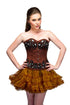 Brown Satin Black Sequins Overbust Plus Size Corset Top & Tissue Tutu Skirt