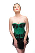 Green Satin Black Handmade Sequins Women Corset Overbust Top