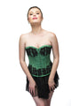 Green Satin Black Sequins Overbust Plus Size Corset Tutu Skirt - CorsetsNmore