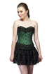 Green Satin Black Sequins Work Overbust Plus Size Corset Top & Net Tutu Skirt