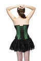 Green Satin Black Sequins Work Overbust Plus Size Corset Top & Net Tutu Skirt - CorsetsNmore