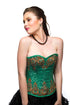 Green Satin Burgundy Sequins Handmade Women Corset Dress Overbust Top