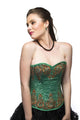 Green Satin Burgundy Sequins Overbust Plus Size Corset Top & Poly Tissue Tutu Skirt - CorsetsNmore