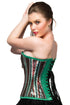 Green Satin Sequins Handmade Women Corset Dress Overbust Top