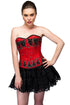Red Black Sequins Satin Waist Cincher Women Overbust Corset Dress Top