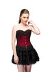 Red Satin Black Handmade Sequins Women Corset Dress Overbust Top