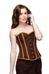 Brown Velvet Leather Steampunk Waist Cincher Corset Dress Overbust Top