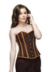 Plus Size Brown Velvet Leather Steampunk Overbust Corset Waist Training & Long Skirt