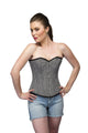 Black White Dotted Polyester Overbust Plus Size Corset Top - CorsetsNmore