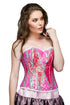Red Pink Satin Sequins Overbust Corset Dress Top