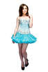 Turquoise Satin Handmade Sequins Overbust Corset Top