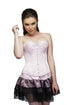 Baby Pink Satin Double Bone Overbust Plus Size Corset Top & Tutu Skirt