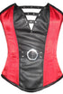 Red And Black Satin Leather Work Overbust Plus Size Corset Waist Training Bustier