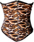 Tiger Animal Print Polyester Burlesque Waist Training Basque LONGLINE Underbust Corset Costume