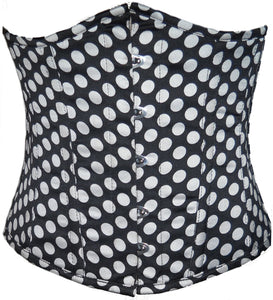 Black And White Polka Dots Satin Underbust Plus Size Corset Top - CorsetsNmore