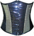 Black Silver Georgette Sequins Waist Training Bustier Underbust Corset Costume