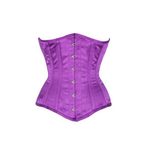 Purple Satin Burlesque Costume Underbust Plus Size Corset Waist Training Bustier - CorsetsNmore