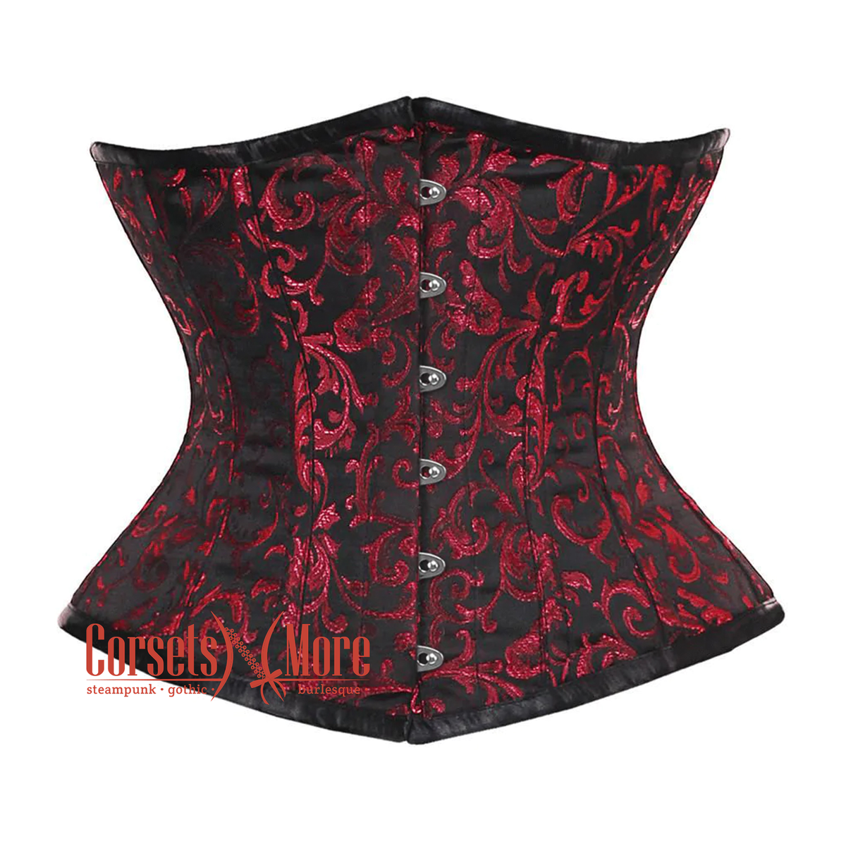 Isak Red and Black Brocade Pattern Overbust with Buckles main image 0