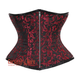 Red And Black Brocade Front Zipper Waist Training Steampunk Costume Underbust Corset