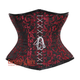Red And Black Brocade Front White Lace Waist Training Steampunk Costume Underbust Corset