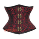 Plus Size Red And Black Brocade Front Antique Clasps Waist Training Steampunk Costume Underbust Corset