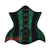 Green Black Brocade Black Cotton Stripe Front Lace Steampunk Underbust Corset
