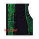Green Black Brocade Black Cotton Stripe Front Zipper Steampunk Underbust Corset