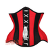 Red and Black Satin Net Overlay Stripe Front Clasps Waist Training Steampunk Underbust Corset