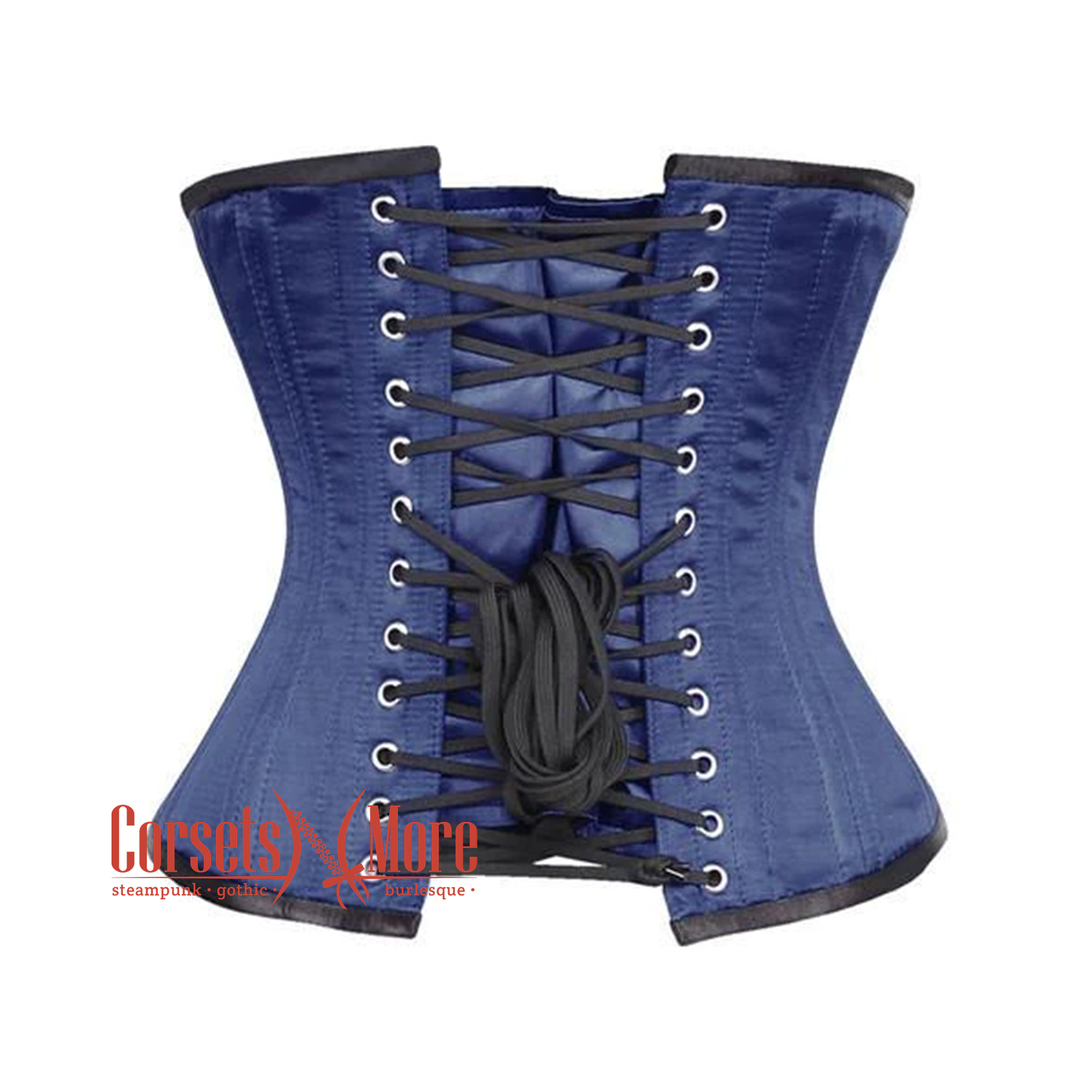 Blue with Black Lace Overlay Underbust Corset