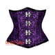 Plus Size Purple And Black Brocade Front Clasps Steampunk Gothic Waist Training Underbust Corset Bustier Top