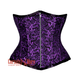 Plus Size Purple And Black Brocade Front Zip Steampunk Gothic Waist Training Underbust Corset Bustier Top