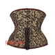 Plus Size Brown And Golden Brocade Front Lace Double Bone Steampunk Gothic Waist Training Underbust Corset