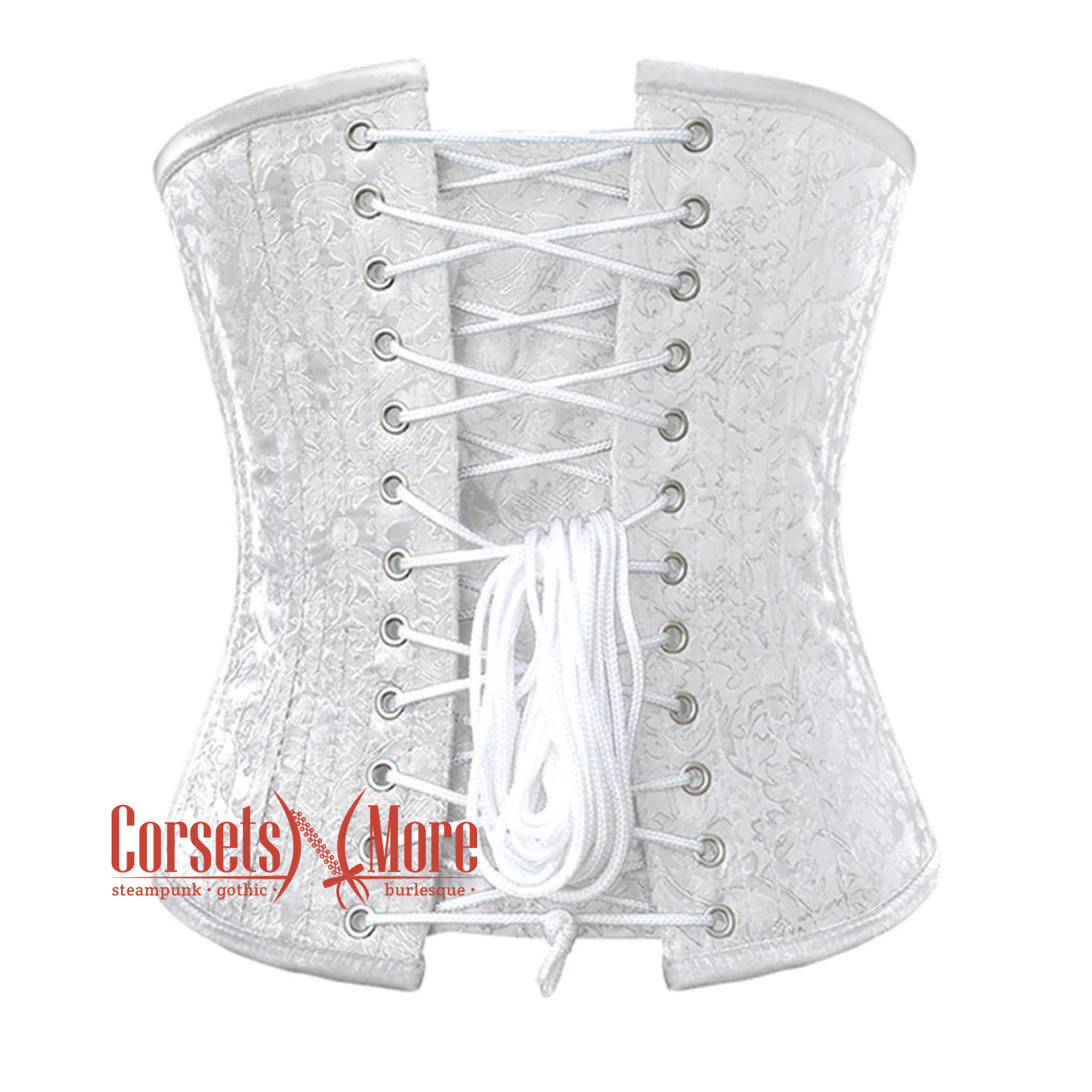 White Woven Underbust Corset Top, Two Piece Sets