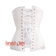 Plus Size White Brocade Gothic Waist Training Underbust Corset Bustier Top