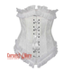 White Brocade Front Lace Frill Net Design Gothic Waist Training Underbust Corset Bustier Top
