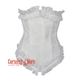 White Brocade Front Close Net Frill Design Gothic Waist Training Underbust Corset Bustier Top