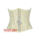 Plus Size Ivory Brocade Front Lace Gothic Burlesque Waist Training Underbust Corset Bustier Top