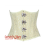Ivory Brocade Silver Clasps Gothic Burlesque Waist Training Underbust Corset Bustier Top