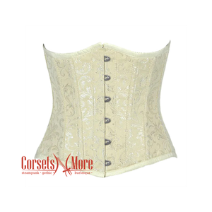 Plus Size Ivory Brocade Gothic Burlesque Waist Training Underbust Corset Bustier Top