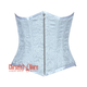 Plus Size Baby Blue Brocade Front Zipper Burlesque Waist Training Underbust Gothic Corset Bustier Top