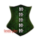 Green And Black Brocade Front Clasps Gothic Waist Training Underbust Corset Bustier Top