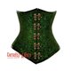 Plus Size Green And Black Brocade Double Boned Antique Clasps Waist Training Underbust Gothic Corset Bustier Top